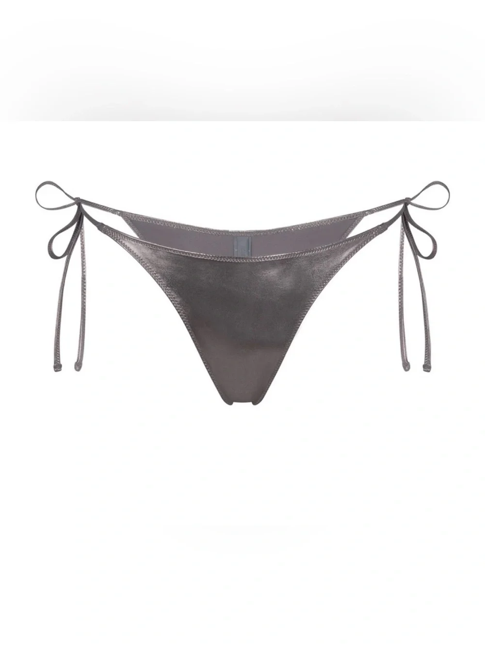 SKIMS Swim Skimpy Tie Metallic Bikini Bottom NWT 3X Carbon Color